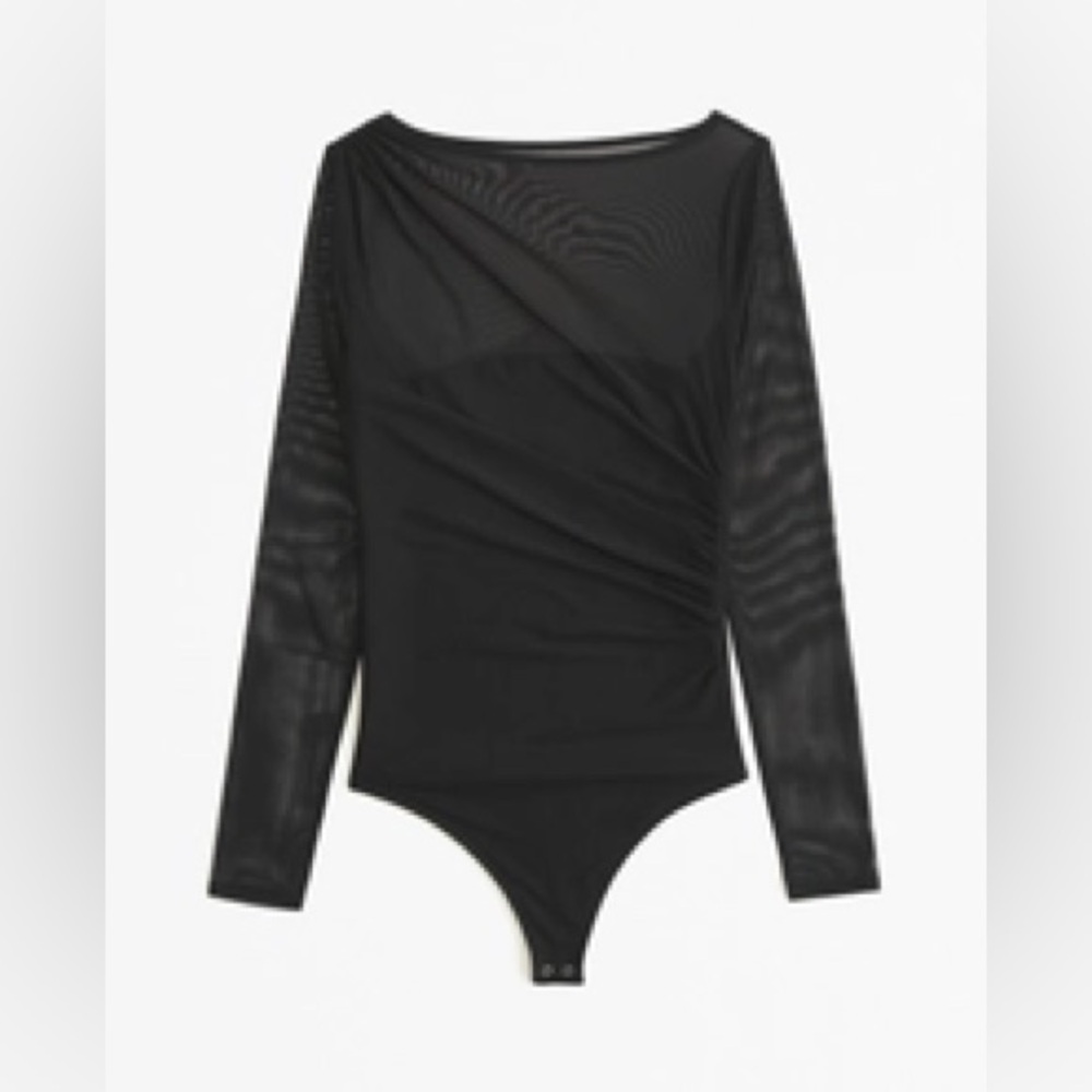 Abercrombie & Fitch Black Sheer Long Sleeve Bodysuit